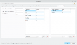 Definition der Excel-Ausgabe in EMX-Optionen